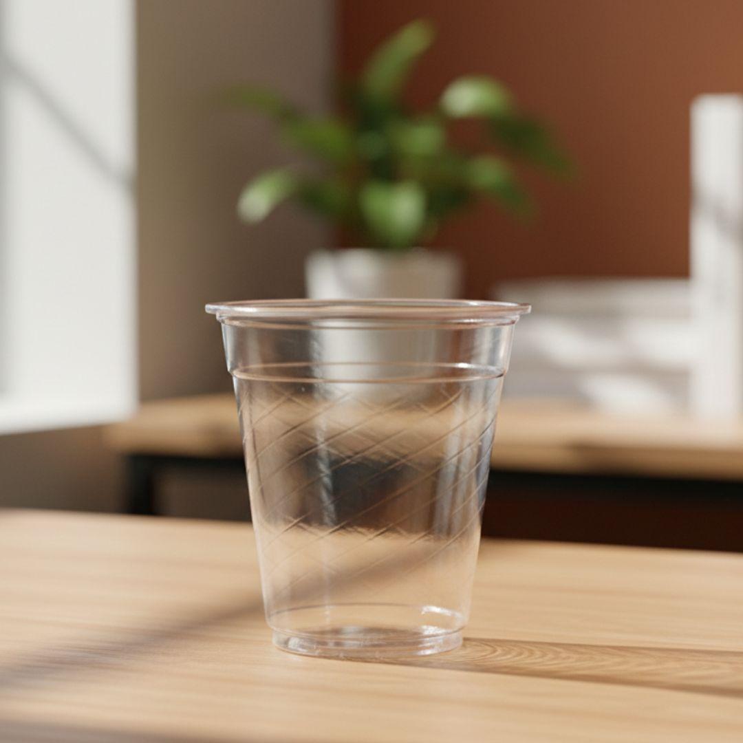 Shaffof naqshli plastik stakan 300 ml