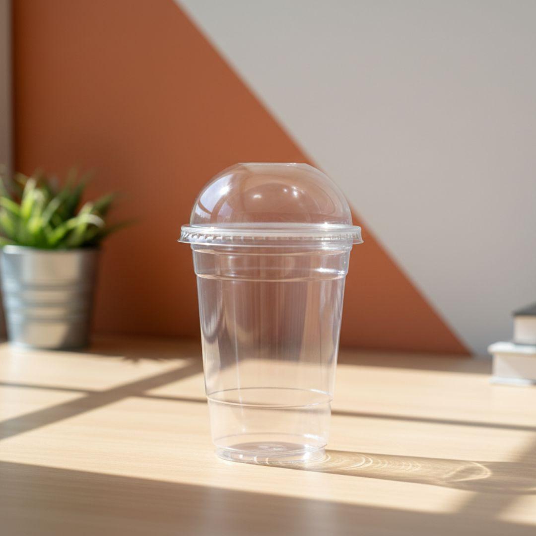 Qopqoqli shaffof PET plastik stakan 500 ml